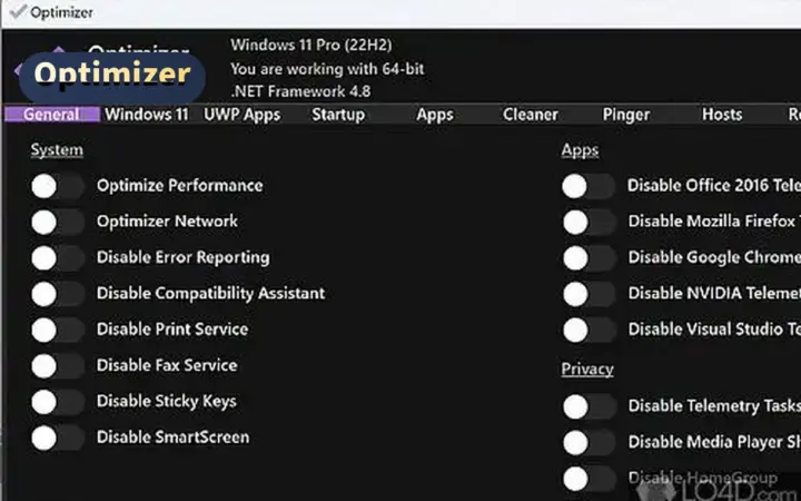 Optimizer 一键优化 Windows：关遥测、清垃圾、调服务，开源还带中文