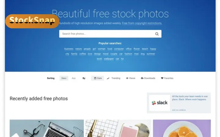 做海报缺高清配图：StockSnap 的 CC0 照片免费用、不要求署名