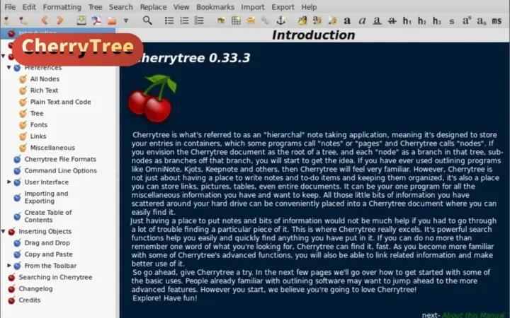 树状笔记一收到底：CherryTree 开源免费，Windows 与 Linux 上整理灵感