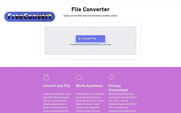 FreeConvert 网页格式转换：音视频图片文档在线转，免登录